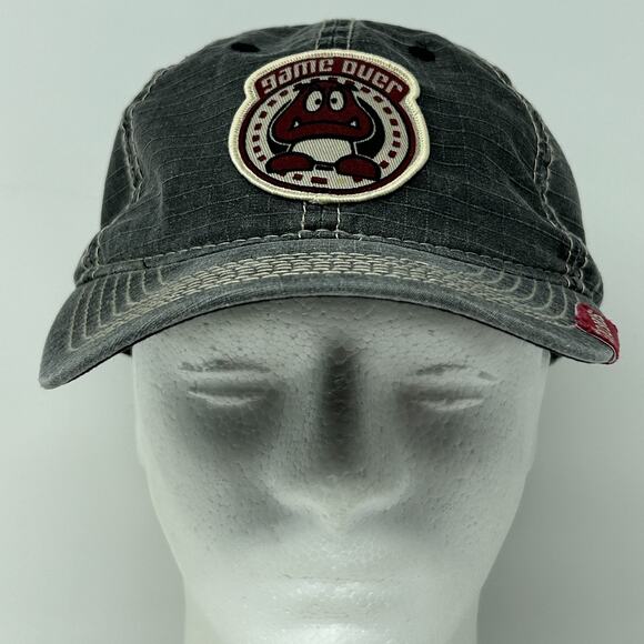 Nintendo Super Mario Bros Dad Hat Baseball Cap Goomba Game Over Strapback Gray - Picture 2 of 9